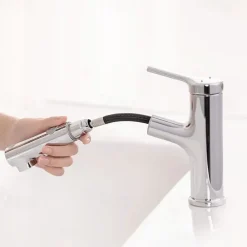Bathroom Sink Faucet - Pull out Electroplated / Painted Finishes Centerset Single Handle One HoleBath Taps