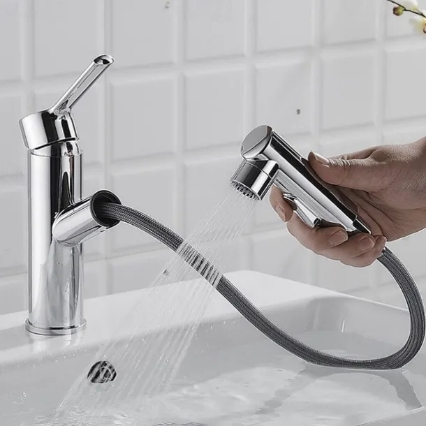 Bathroom Sink Faucet - Pull out Electroplated / Painted Finishes Centerset Single Handle One HoleBath Taps