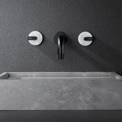 Bathroom Sink Faucet - Rotatable / Wall Mount Painted Finishes Mount Inside Two Handles Three HolesBath Taps