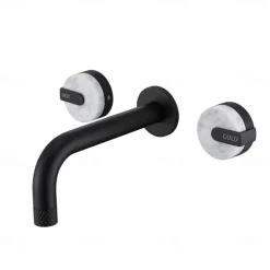 Bathroom Sink Faucet - Rotatable / Wall Mount Painted Finishes Mount Inside Two Handles Three HolesBath Taps