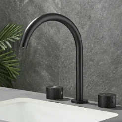 Bathroom Sink Faucet - Rotatable / Classic Electroplated Widespread Two Handles Three Holes Bath Taps