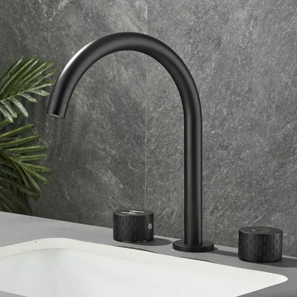 Bathroom Sink Faucet - Rotatable / Classic Electroplated Widespread Two Handles Three Holes Bath Taps