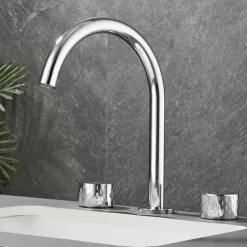 Bathroom Sink Faucet - Rotatable / Classic Electroplated Widespread Two Handles Three Holes Bath Taps