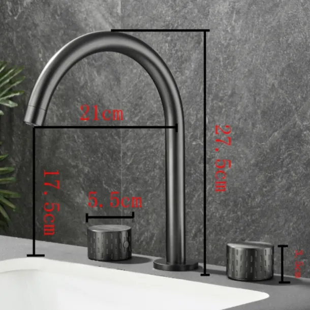 Bathroom Sink Faucet - Rotatable / Classic Electroplated Widespread Two Handles Three Holes Bath Taps