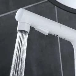 Bathroom Sink Faucet - Rotatable / Pull out Chrome / Electroplated / Painted Finishes Centerset Single Handle One HoleBath Taps