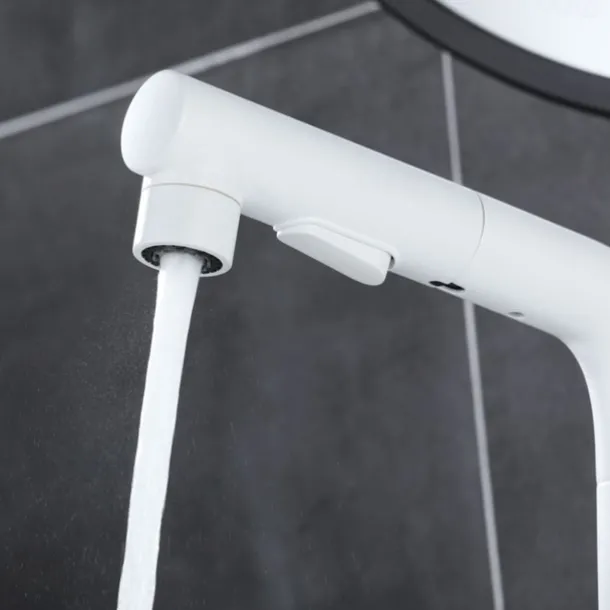 Bathroom Sink Faucet - Rotatable / Pull out Chrome / Electroplated / Painted Finishes Centerset Single Handle One HoleBath Taps