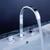 Bathroom Sink Faucet - Rotatable / Widespread / Waterfall Chrome Deck Mounted Two Handles Three HolesBath Taps