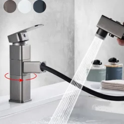 Bathroom Sink Faucet - Rotatable / Pull out / Classic Electroplated / Painted Finishes Centerset Single Handle One HoleBath Taps