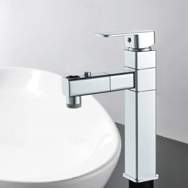 Bathroom Sink Faucet - Rotatable / Pull out / Classic Electroplated / Painted Finishes Centerset Single Handle One HoleBath Taps