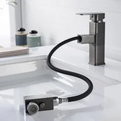 Bathroom Sink Faucet - Rotatable / Pull out / Classic Electroplated / Painted Finishes Centerset Single Handle One HoleBath Taps