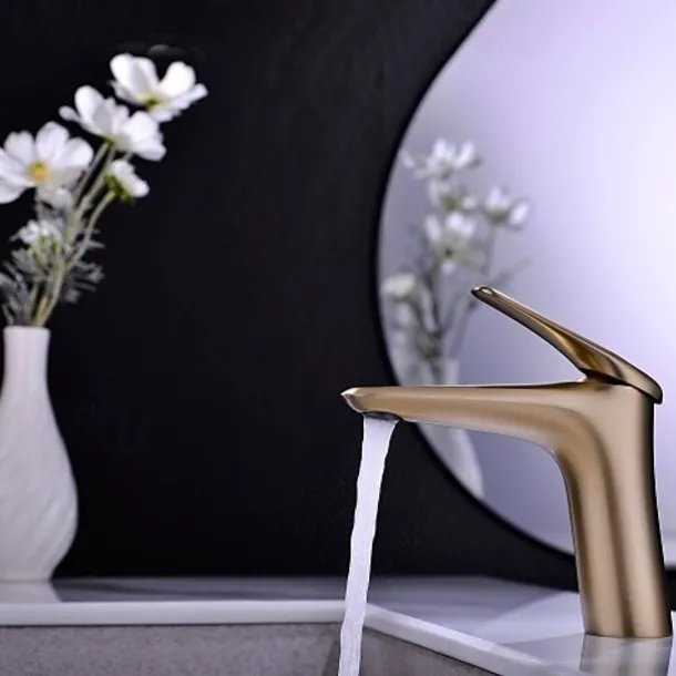 Bathroom Sink Faucet - Single Chrome / Brushed / Electroplated Centerset Single Handle One HoleBath Taps / Brass