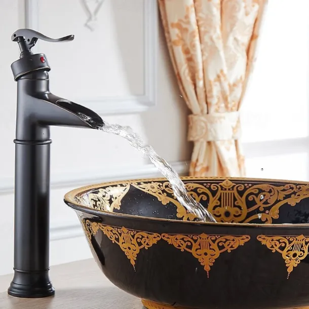 Bathroom Sink Faucet - Thermostatic / Widespread Oil-rubbed Bronze Vessel Single Handle One HoleBath Taps