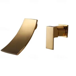 Bathroom Sink Faucet - Wall Mount / Waterfall Brushed Wall Mounted Single Handle Two HolesBath Taps