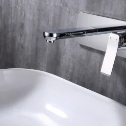 Bathroom Sink Faucet - Wall Mount / Widespread Electroplated Wall Installation Single Handle Two HolesBath Taps