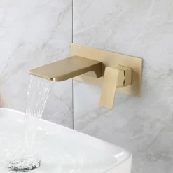Bathroom Sink Faucet - Wall Mount / Waterfall Electroplated / Brushed Gold / Black Painted Finishes Mount Inside Wall mountedBath Taps