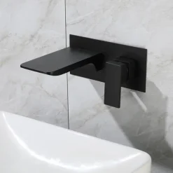 Bathroom Sink Faucet - Wall Mount / Waterfall Electroplated / Brushed Gold / Black Painted Finishes Mount Inside Wall mountedBath Taps