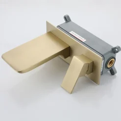 Bathroom Sink Faucet - Wall Mount / Waterfall Electroplated / Brushed Gold / Black Painted Finishes Mount Inside Wall mountedBath Taps