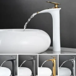 Bathroom Sink Faucet - Waterfall Electroplated / Painted Finishes Centerset Single Handle One HoleBath Taps