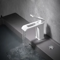 Bathroom Sink Faucet - Waterfall Electroplated / Painted Finishes Centerset Single Handle One HoleBath Taps