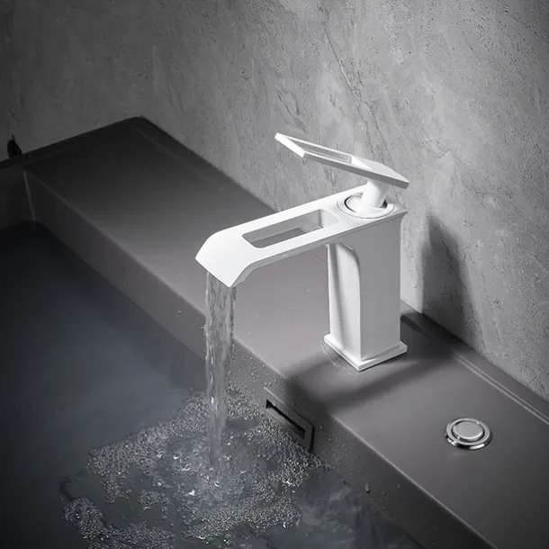 Bathroom Sink Faucet - Waterfall Electroplated / Painted Finishes Centerset Single Handle One HoleBath Taps