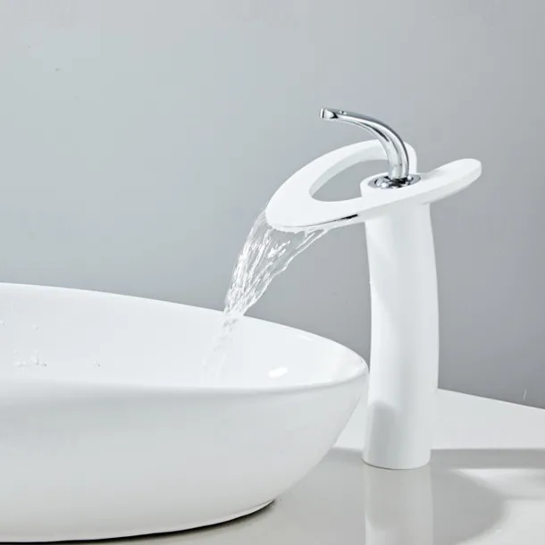 Bathroom Sink Faucet - Waterfall Chrome / Nickel Brushed / Electroplated Centerset Single Handle One HoleBath Taps