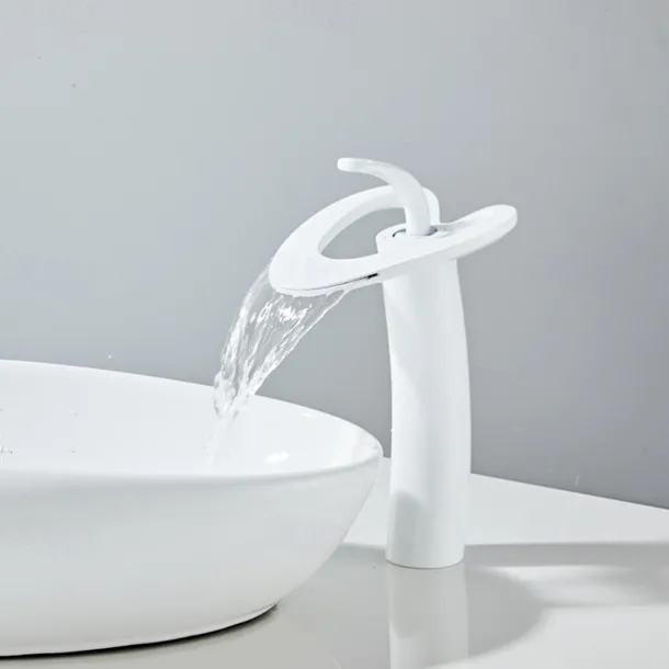 Bathroom Sink Faucet - Waterfall Chrome / Nickel Brushed / Electroplated Centerset Single Handle One HoleBath Taps