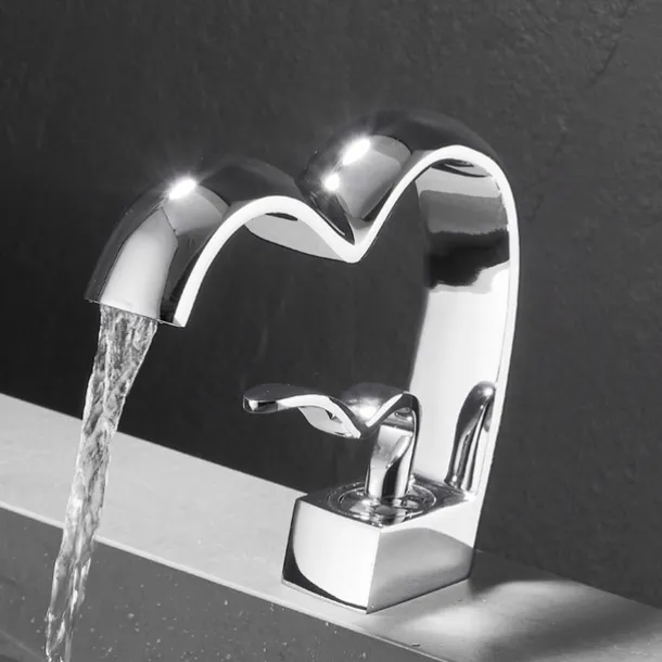 Bathroom Sink Faucet - Waterfall Electroplated Centerset Single Handle One HoleBath Taps