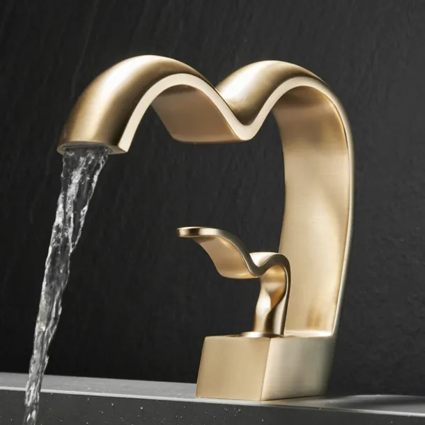 Bathroom Sink Faucet - Waterfall Electroplated Centerset Single Handle One HoleBath Taps