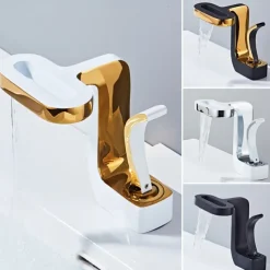 Bathroom Sink Faucet - Waterfall Electroplated Centerset Single Handle One HoleBath Taps