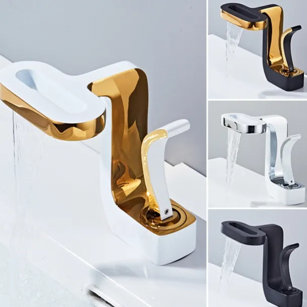 Bathroom Sink Faucet - Waterfall Electroplated Centerset Single Handle One HoleBath Taps