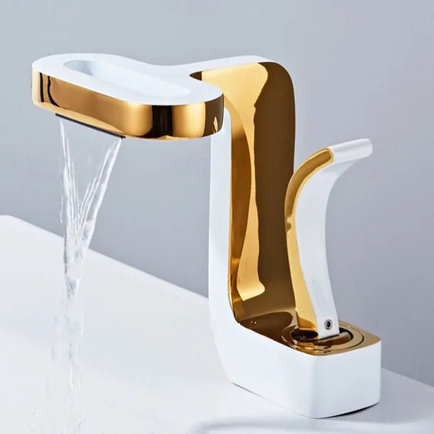 Bathroom Sink Faucet - Waterfall Electroplated Centerset Single Handle One HoleBath Taps