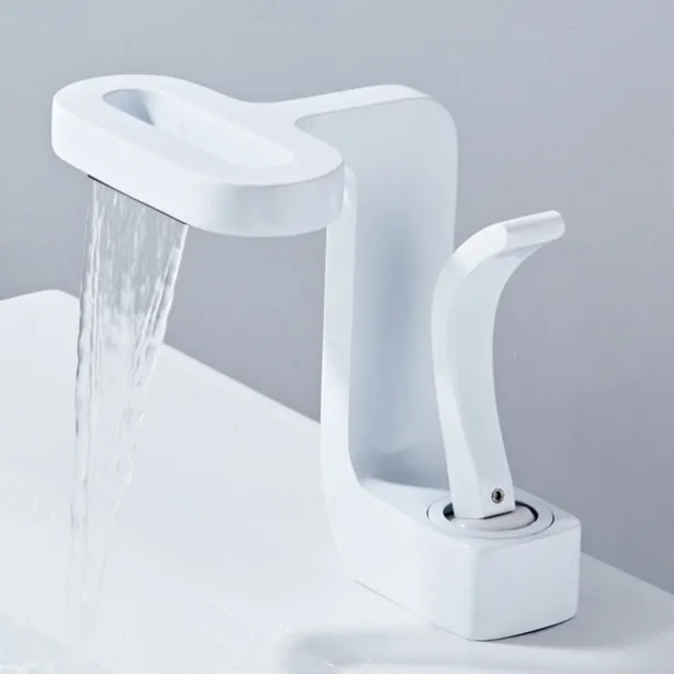 Bathroom Sink Faucet - Waterfall Electroplated Centerset Single Handle One HoleBath Taps