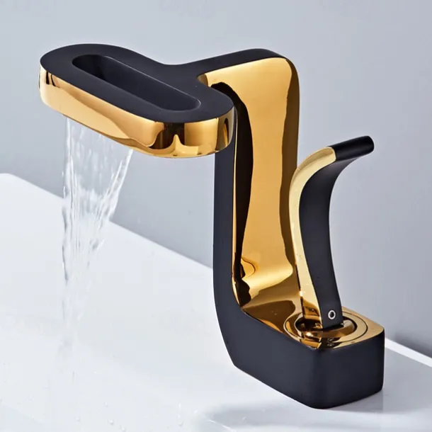 Bathroom Sink Faucet - Waterfall Electroplated Centerset Single Handle One HoleBath Taps