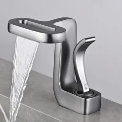 Bathroom Sink Faucet - Waterfall Electroplated Centerset Single Handle One HoleBath Taps