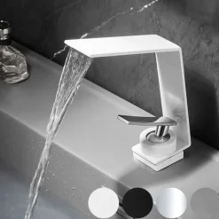 Bathroom Sink Faucet - Waterfall Electroplated / Painted Finishes Centerset Single Handle One HoleBath Taps