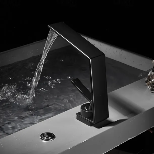 Bathroom Sink Faucet - Waterfall Electroplated / Painted Finishes Centerset Single Handle One HoleBath Taps
