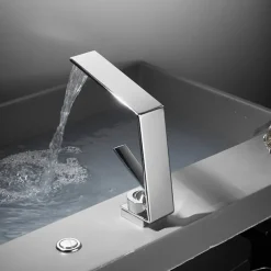 Bathroom Sink Faucet - Waterfall Electroplated / Painted Finishes Centerset Single Handle One HoleBath Taps