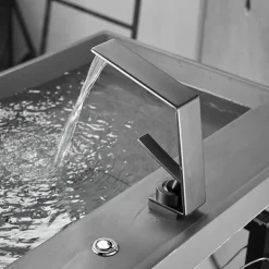 Bathroom Sink Faucet - Waterfall Electroplated / Painted Finishes Centerset Single Handle One HoleBath Taps