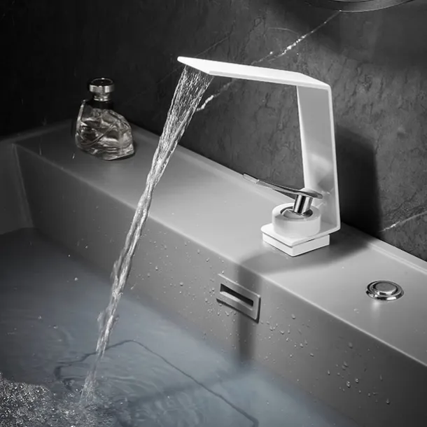 Bathroom Sink Faucet - Waterfall Electroplated / Painted Finishes Centerset Single Handle One HoleBath Taps