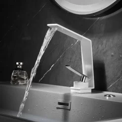 Bathroom Sink Faucet - Waterfall Electroplated / Painted Finishes Centerset Single Handle One HoleBath Taps