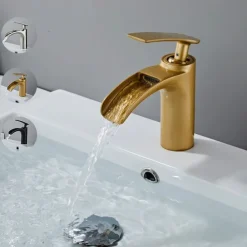 Bathroom Sink Faucet - Waterfall Electroplated Centerset Single Handle One HoleBath Taps
