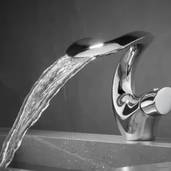 Bathroom Sink Faucet - Waterfall Electroplated Mount Outside Single Handle One HoleBath Taps
