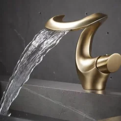 Bathroom Sink Faucet - Waterfall Electroplated Mount Outside Single Handle One HoleBath Taps