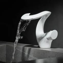 Bathroom Sink Faucet - Waterfall Electroplated Mount Outside Single Handle One HoleBath Taps