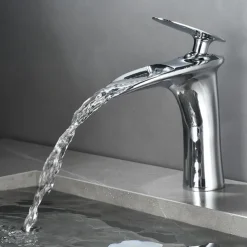 Bathroom Sink Faucet - Waterfall Electroplated / Painted Finishes Centerset Single Handle One HoleBath Taps