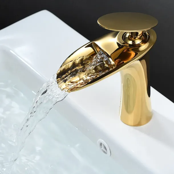 Bathroom Sink Faucet - Waterfall Electroplated / Painted Finishes Centerset Single Handle One HoleBath Taps