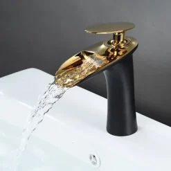 Bathroom Sink Faucet - Waterfall Electroplated / Painted Finishes Centerset Single Handle One HoleBath Taps