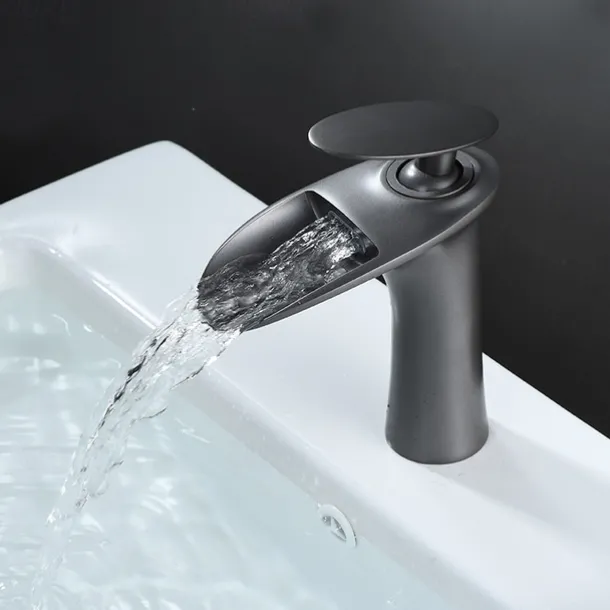 Bathroom Sink Faucet - Waterfall Electroplated / Painted Finishes Centerset Single Handle One HoleBath Taps