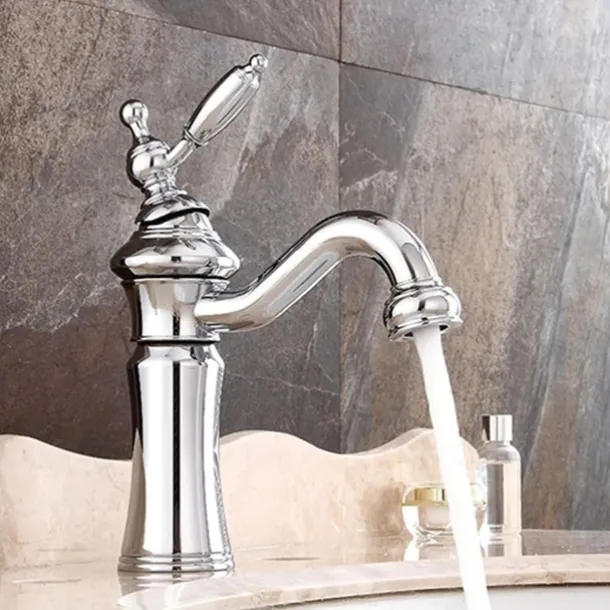 Bathroom Sink Faucet - Waterfall Electroplated Centerset Single Handle One HoleBath Taps