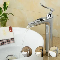 Bathroom Sink Faucet - Waterfall Chrome Centerset Single Handle One HoleBath Taps